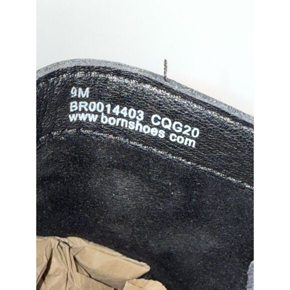 Born Black Leather Ankle Boot Shootie Bootie Block Heel Side Zip Classic Women 9 - Picture 13 of 16